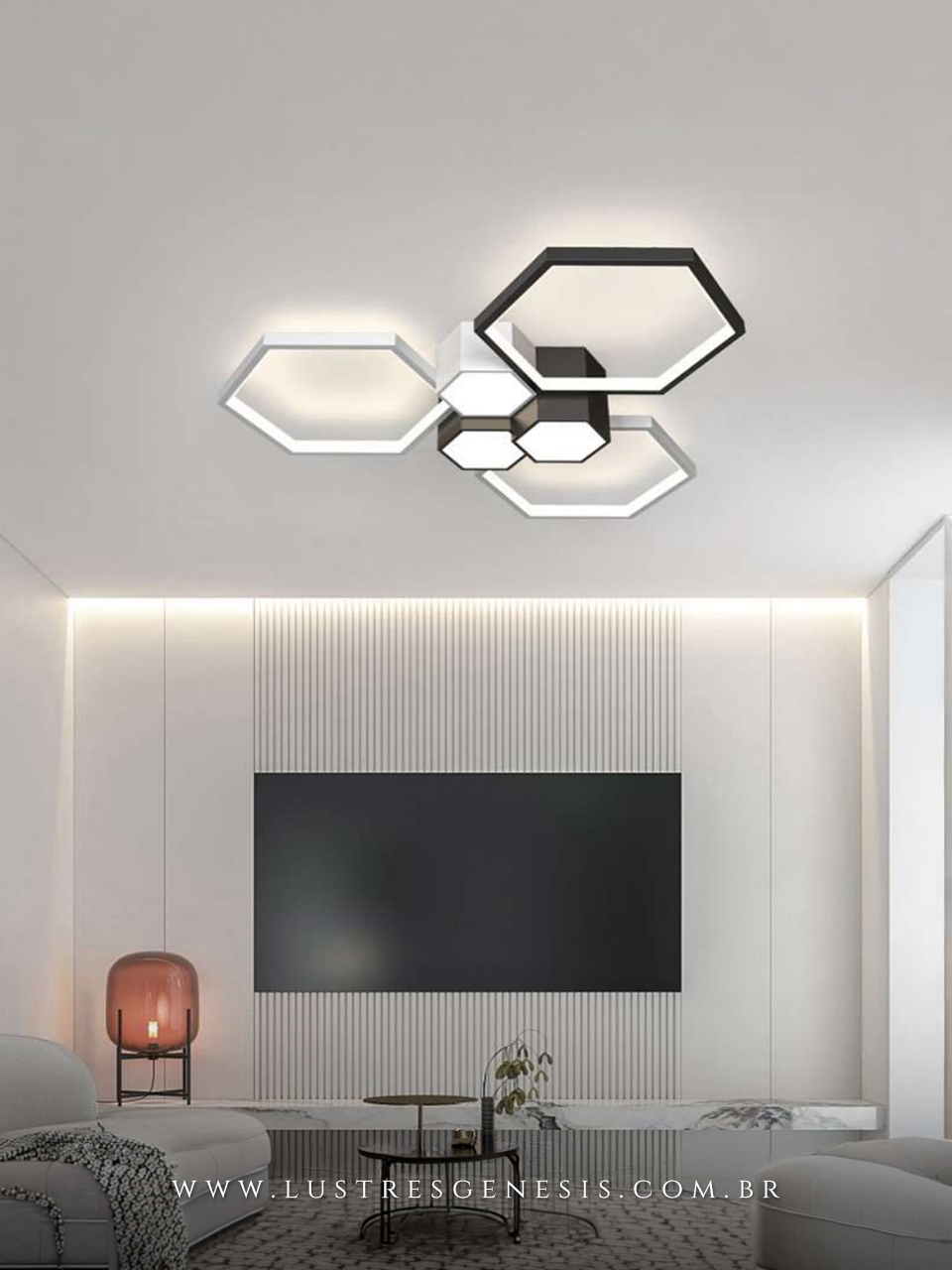 Plafon LED Criativo Molduras Geométricas - Iluminação de Design